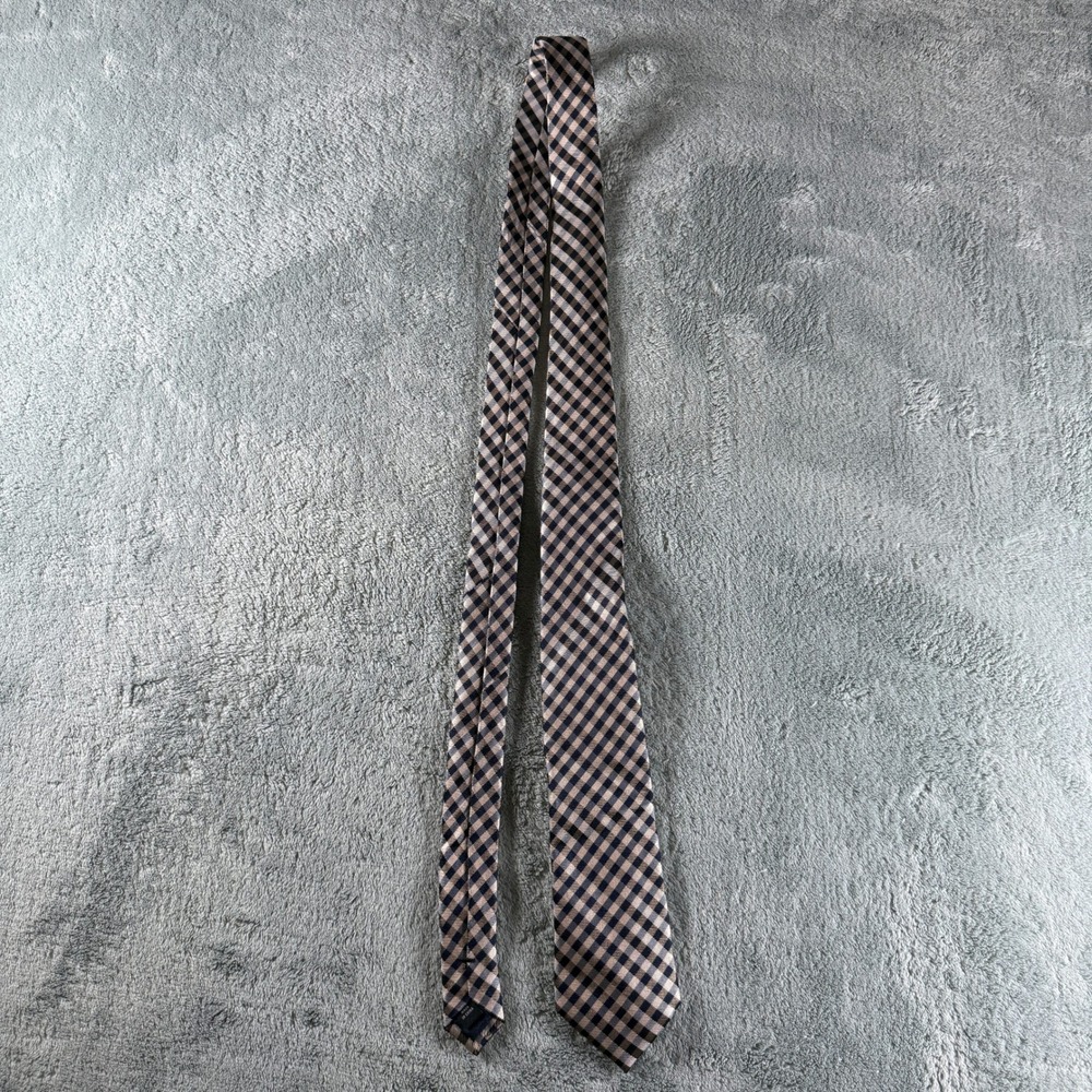 Jos. A. Bank Executive Collection Navy Tan Gingham Silk Tie Mens Accessory